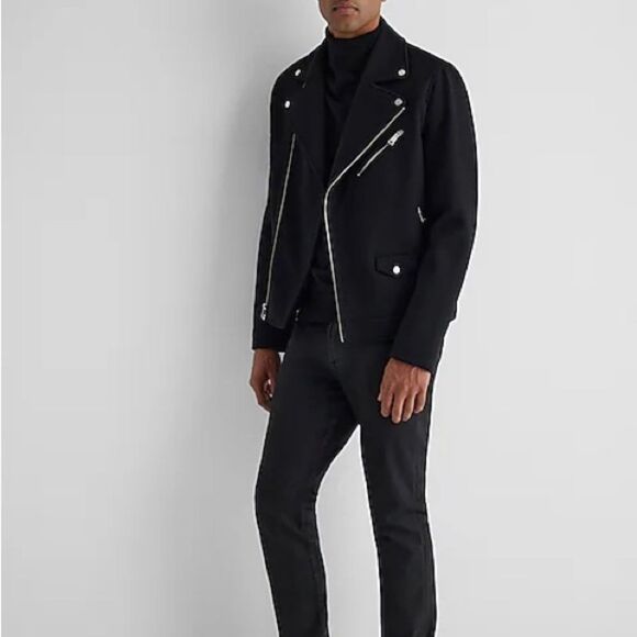 Express Wool Blend Asymmetrical Moto Style Jacket Size L - Picture 2 of 9